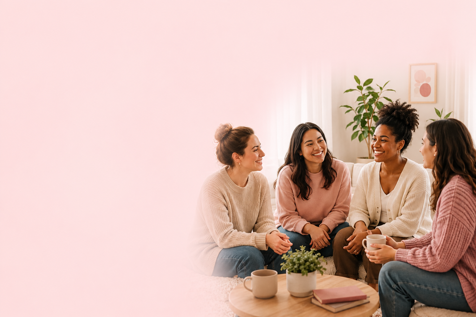 Women in a community circle, supporting one another through postpartum